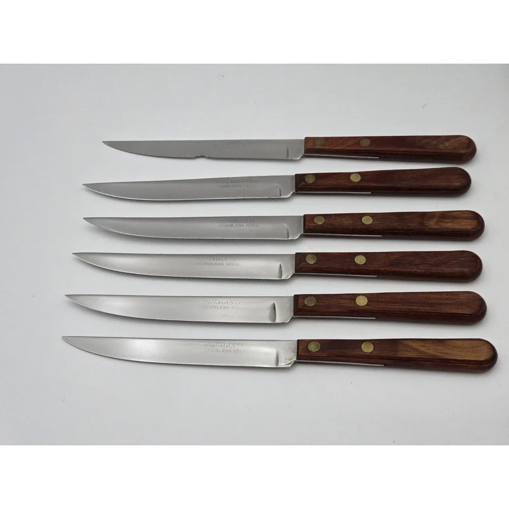 Vintage Kutmaster Steak Knives Set Of 6 Wooden Holder W/box Candlelight 1 AS-IS